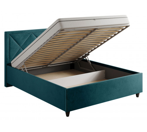 Кровать с подъемным механизмом Хлоя 140х200, изумрудный велюр