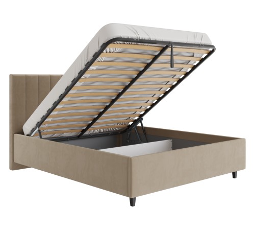 Кровать с подъемным механизмом Симона Люкс ПМ, какао велюр + Матрас Optima S 25 relax 140х200