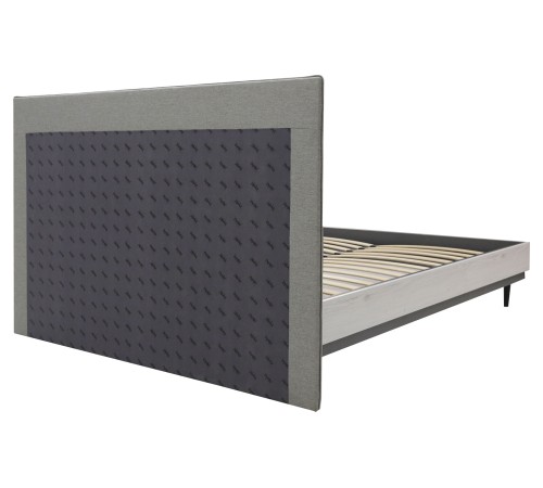 Кровать Нильс 140х200, дуб эльза/темно-серый лофт/рогожка
