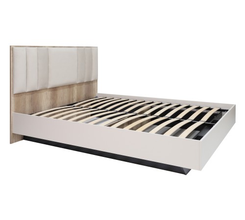 Кровать с подъемным механизмом Джулия 140х200, сатин/дуб каньон/бежевый велюр