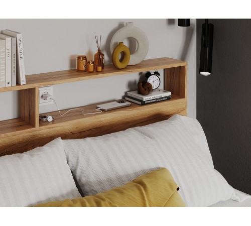 Кровать Ивис 160х200, дуб крафт золотой/белый