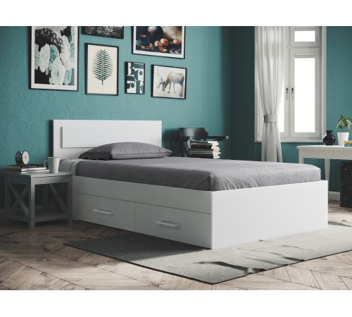 Кровать София с ящиками 120х200, белый + Матрас First SХ 19 120х200