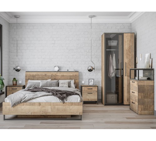 Кровать с подъемным механизмом Трувор 11.34 N 160х200, дуб гранж песочный/интра