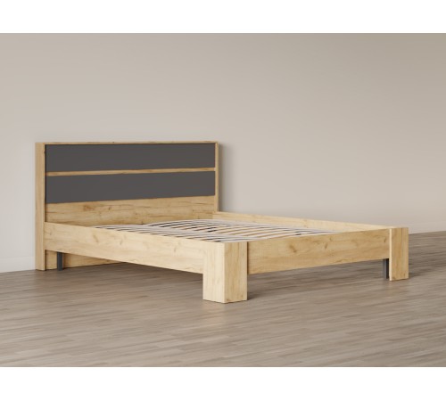 Кровать Хелен 160х200, дуб крафт золотой/графит серый