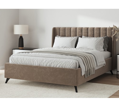 Кровать с подъемным механизмом Холли 140х200, какао велюр + Матрас Status S 24 double 140х200