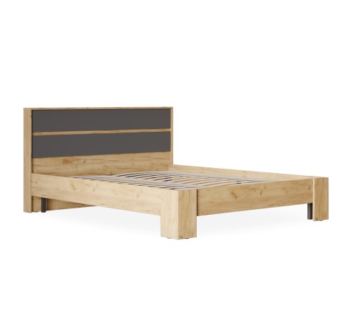 Кровать Хелен 160х200, дуб крафт золотой/графит серый