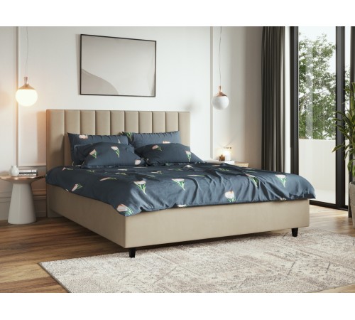 Кровать с подъемным механизмом Симона Люкс ПМ, какао велюр + Матрас Optima S 25 relax 140х200