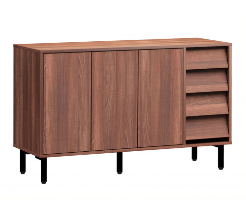 Комод Степ 4 ящ 3 дв, орех табак/черный