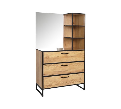 Комод Виртон с надстройкой, дуб крафт золотой/черный