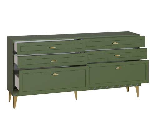 Комод Марион 16.256, дымчатый Зеленый/олива шагрень/Белый шагрень