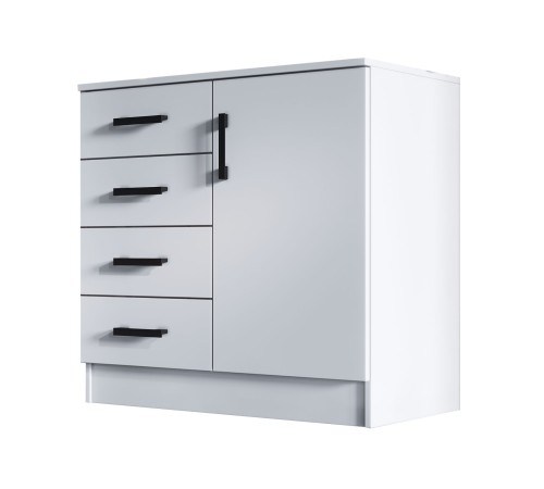 Комод Эко 4 ящ 1 дв, белый гладкий