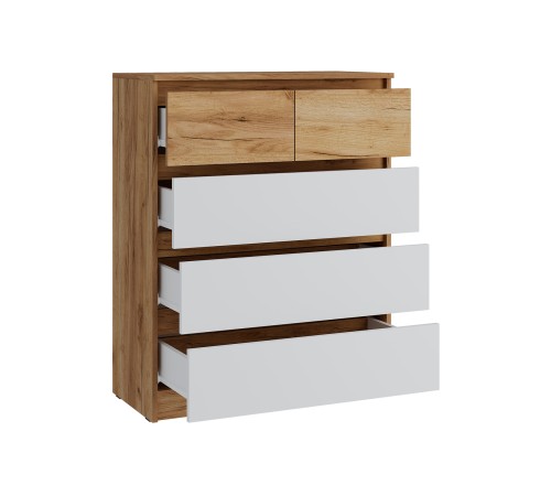 Комод 5 ящ Бостон Лайт, дуб крафт золотой/белый