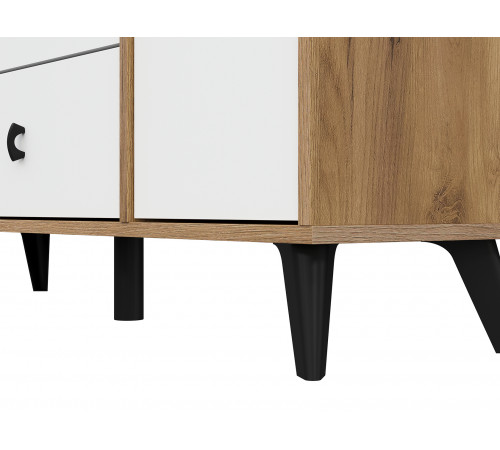 Комод Кайло 3 ящ 2 дв, дуб золотой/белый матовый