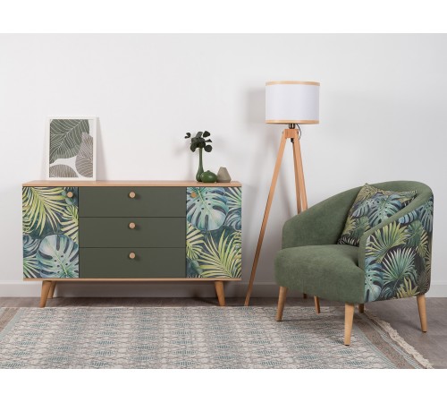 Комод Маттиас, дымчатый зеленый/гикори Рокфорд натуральный/белый шагрень