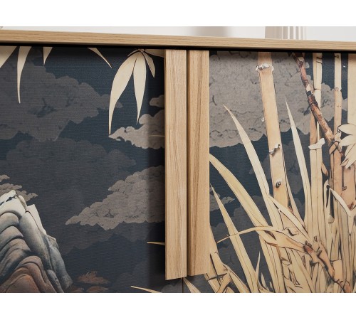 Комод Току, гикори Рокфорд натуральный/белый шагрень