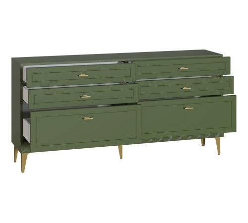 Комод Марион 16.256, дымчатый Зеленый/олива шагрень/Белый шагрень