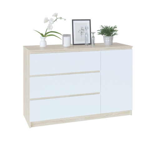 Комод Вайт-3 3 ящ 1 дв, дуб сонома/белый