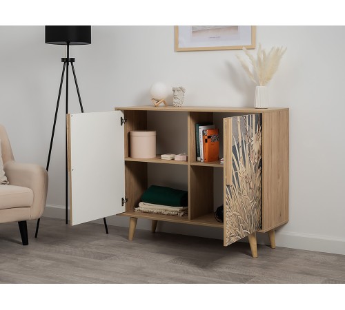 Комод Току, гикори Рокфорд натуральный/белый шагрень