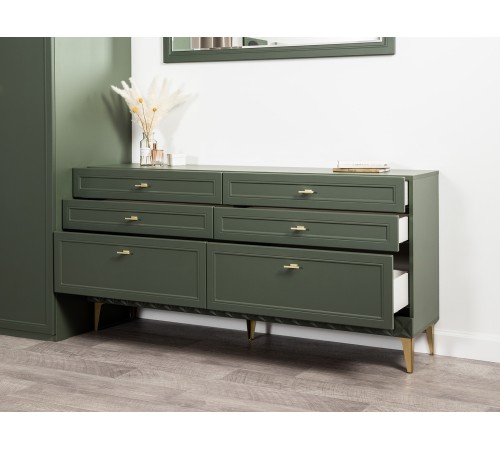 Комод Марион 16.256, дымчатый Зеленый/олива шагрень/Белый шагрень