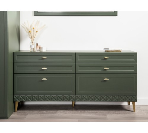 Комод Марион 16.256, дымчатый Зеленый/олива шагрень/Белый шагрень