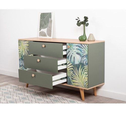 Комод Маттиас, дымчатый зеленый/гикори Рокфорд натуральный/белый шагрень