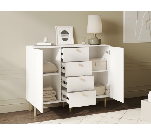 Комод Ванесса 2 дв 4 ящ, белый/золото