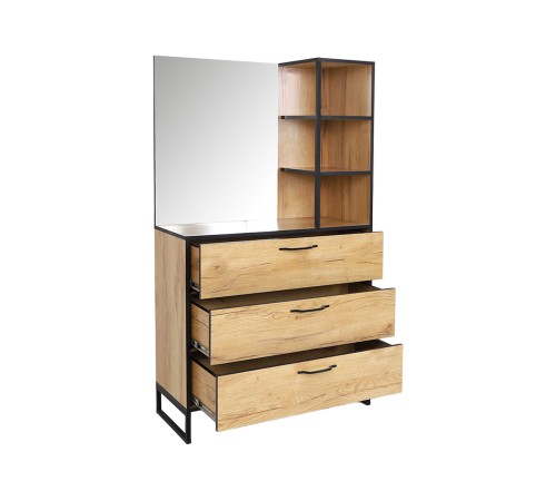 Комод Виртон с надстройкой, дуб крафт золотой/черный