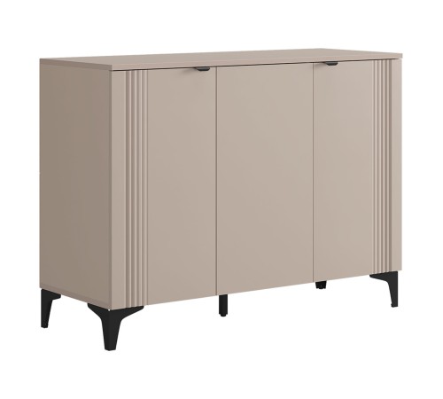 Комод 3 дв Рич, кашемир/фрапучино матовый/черный