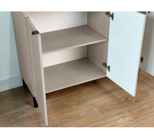 Комод 3 дв Рич, кашемир/фрапучино матовый/черный