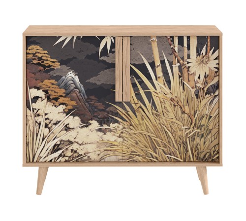 Комод Току, гикори Рокфорд натуральный/белый шагрень