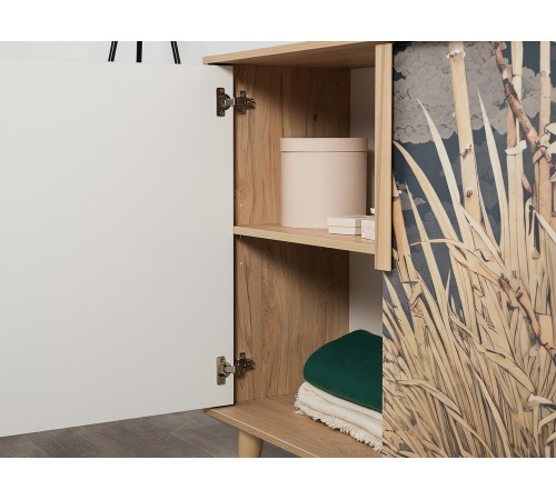 Комод Току, гикори Рокфорд натуральный/белый шагрень