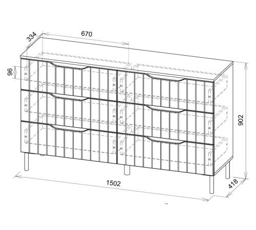 Комод 6 ящ Памир, меланж