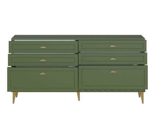 Комод Марион 16.256, дымчатый Зеленый/олива шагрень/Белый шагрень