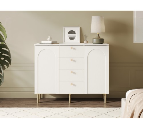 Комод Ванесса 2 дв 4 ящ, белый/золото