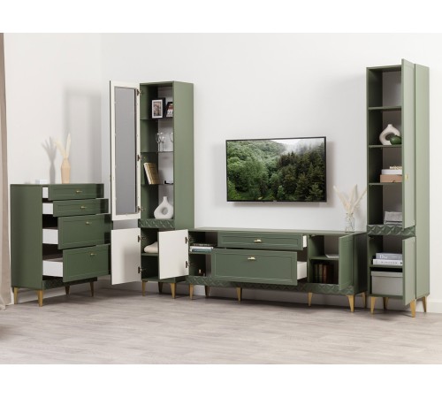 Комод Марион 16.249, дымчатый зеленый/олива шагрень