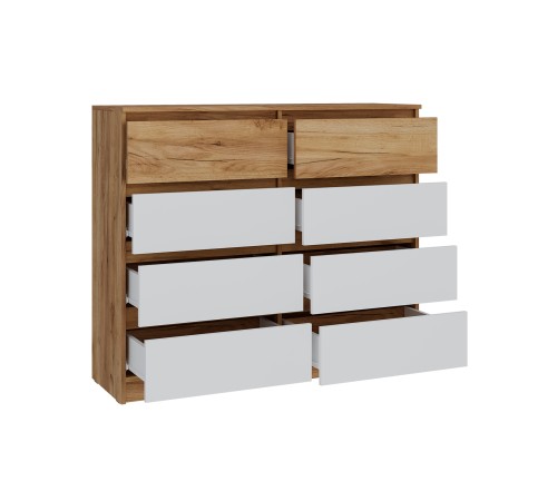 Комод 8 ящ Бостон Лайт, дуб крафт золотой/белый