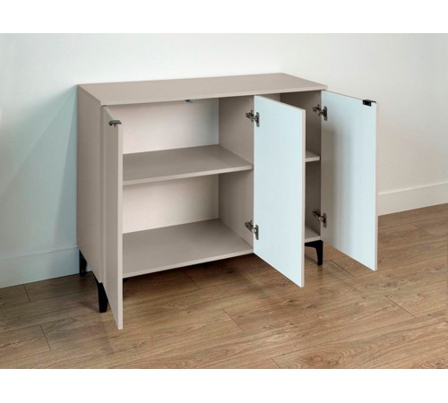 Комод 3 дв Рич, кашемир/фрапучино матовый/черный