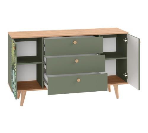 Комод Маттиас, дымчатый зеленый/гикори Рокфорд натуральный/белый шагрень