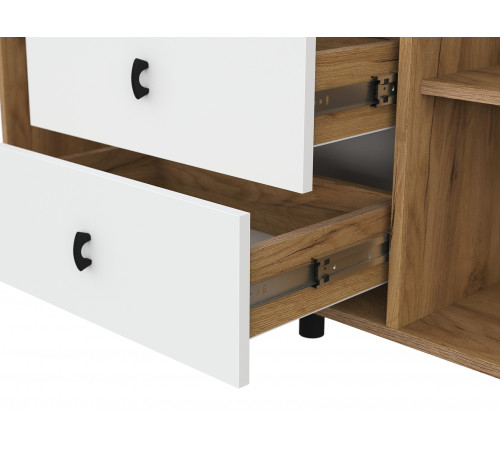 Комод Кайло 3 ящ 2 дв, дуб золотой/белый матовый