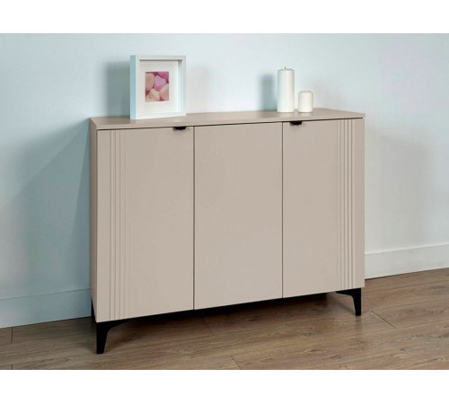 Комод 3 дв Рич, кашемир/фрапучино матовый/черный