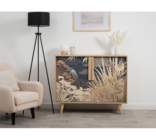 Комод Току, гикори Рокфорд натуральный/белый шагрень