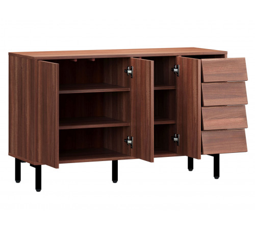 Комод Степ 4 ящ 3 дв, орех табак/черный