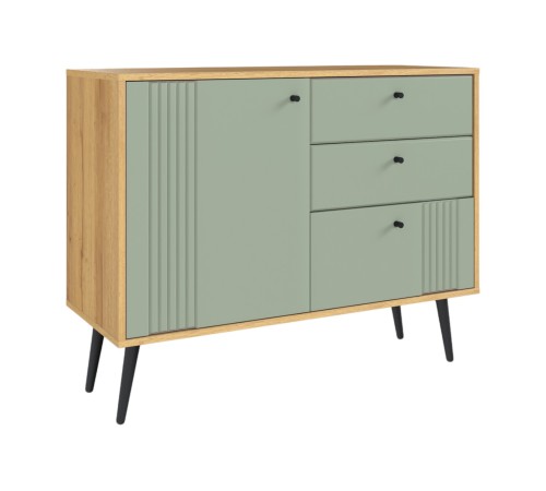 Комод Вега Саксония, дуб крафт золотой/серо-зеленый