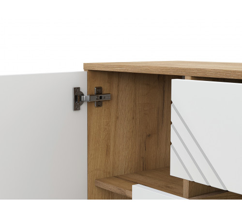 Комод Кайло 3 ящ 2 дв, дуб золотой/белый матовый