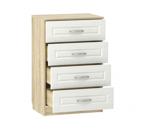 Комод Оливия Лайт 4 ящ НМ 040.38, белое дерево/дуб сонома