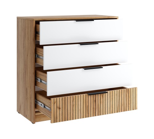 Комод 4 ящ Ивис, дуб крафт золотой/белый