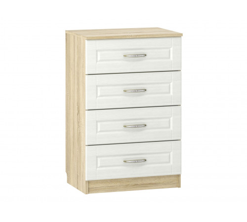 Комод Оливия Лайт 4 ящ НМ 040.38, белое дерево/дуб сонома