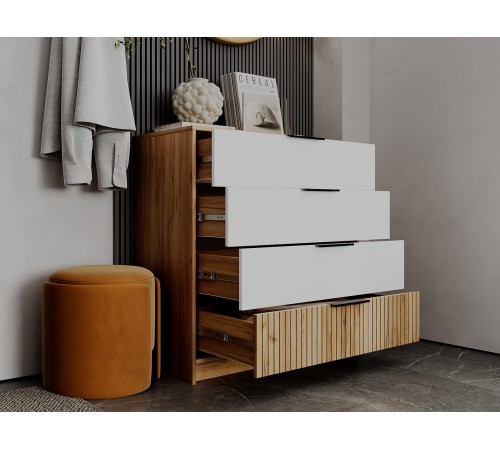 Комод 4 ящ Ивис, дуб крафт золотой/белый