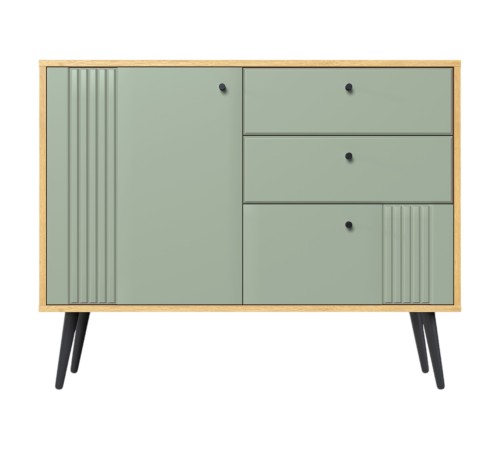 Комод Вега Саксония, дуб крафт золотой/серо-зеленый