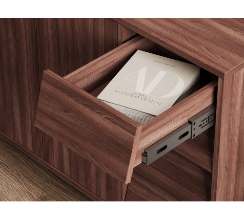 Комод Степ 4 ящ 3 дв, орех табак/черный